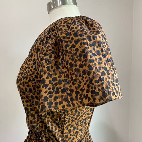 Madewell Flutter-sleeve Wrap Mini Dress In Painted Leopard Print - Picture 7 of 14